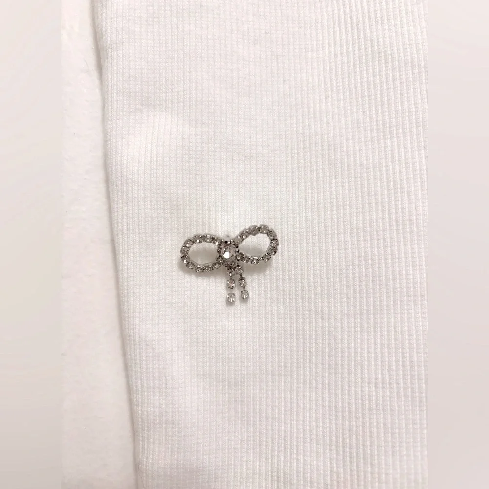 NWT ZARA Ribbed Tank With Rhinestone Bows - Picture 8 of 12